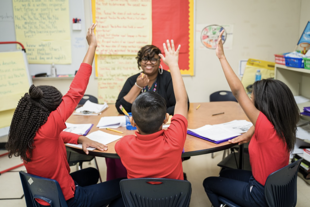 Ms Byrd teaching in her classroom at CICS Basil, a Regeneration Charter school in Chicago